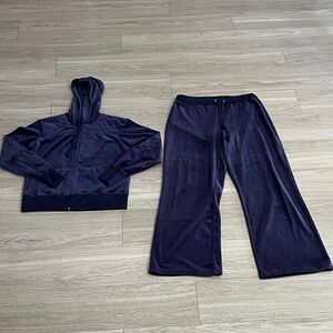 Navy SoHo Lady Velour Tracksuit Set